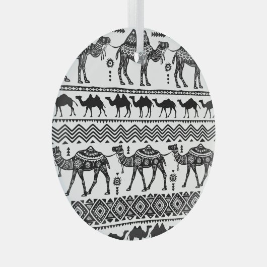 Decoratieve kamelen naadloos patroonontwerp glas ornament (Voorkant Rechts)