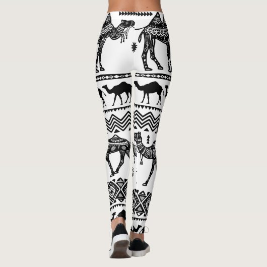 Decoratieve kamelen naadloos patroonontwerp leggings (Achterkant)