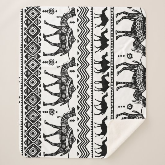 Decoratieve kamelen naadloos patroonontwerp sherpa deken (Voorkant)