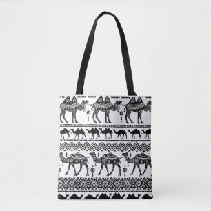 Decoratieve kamelen naadloos patroonontwerp tote bag
