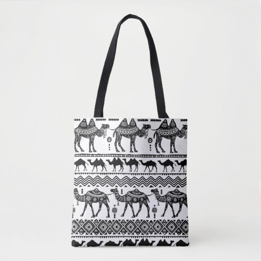 Decoratieve kamelen naadloos patroonontwerp tote bag (Voorkant)