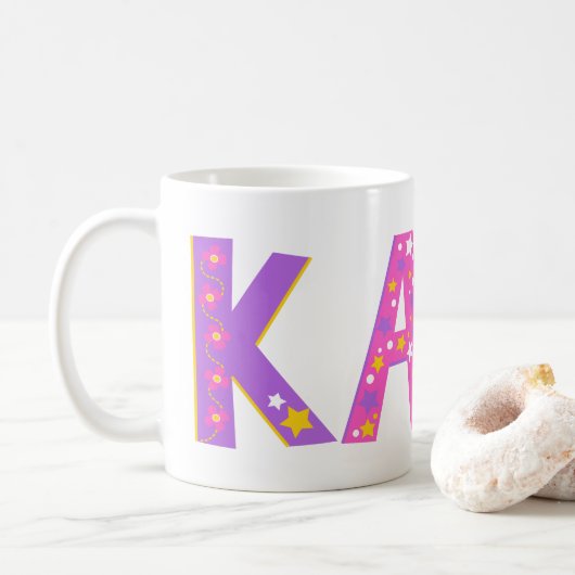 Decoratieve Kate bloemen en sterrenmok Koffiemok (Met donut)