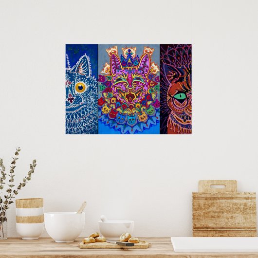 Decoratieve katten van Louis Wain Poster (Keuken)
