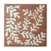Decoratieve Keramische tegel, roest & witte blader Tegeltje (Voorkant)