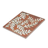 Decoratieve Keramische tegel, roest & witte blader Tegeltje (Zijkant)