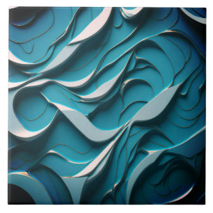 Decoratieve keramische Tegel " Turquoise Waves VII Tegeltje