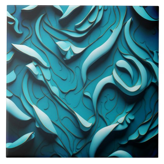 Decoratieve keramische Tegel " Turquoise Waves XII Tegeltje (Voorkant)