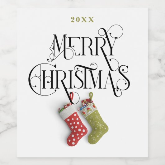Decoratieve kerst-feesttypografie | Voorraden Wijn Etiket (Enkel label)