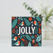 Decoratieve kerst holly bessen en roodborstjes feestdagenkaart (Staand voorkant)