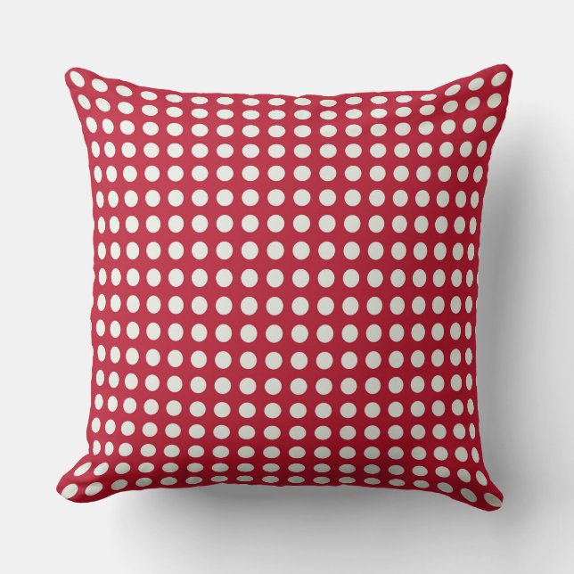 Decoratieve Kerst Polka Stippen Achtergrond Rood Kussen (Voorkant)