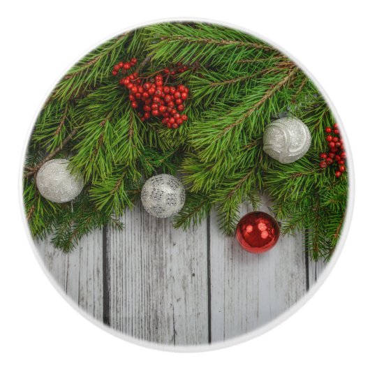 Decoratieve kerstachtergrond keramische knop (Voorkant)