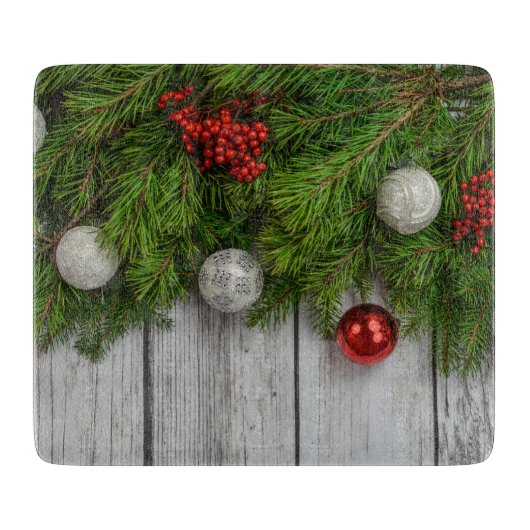 Decoratieve kerstachtergrond snijplank (Voorkant)