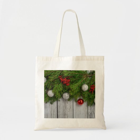 Decoratieve kerstachtergrond tote bag (Voorkant)