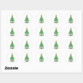 Decoratieve kerstboom, 8-bits videogame Style Cla Ronde Sticker (Vel)