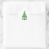 Decoratieve kerstboom, 8-bits videogame Style Cla Ronde Sticker (Tas)
