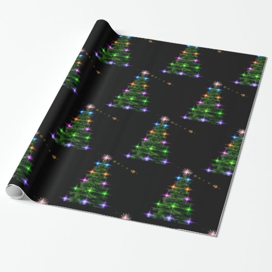 Decoratieve kerstboom cadeaupapier (Uitgerold)