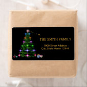 Decoratieve kerstboom met zwarte achtergrond etiket (Insitu)