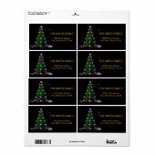 Decoratieve kerstboom met zwarte achtergrond etiket (Full Sheet)