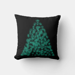 Decoratieve Kerstboom Zwart Groen Glitterend Kussen