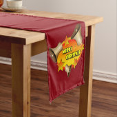 Decoratieve kerstfeestelijke badge ovaltekst korte tafelloper (Voorbeeld)