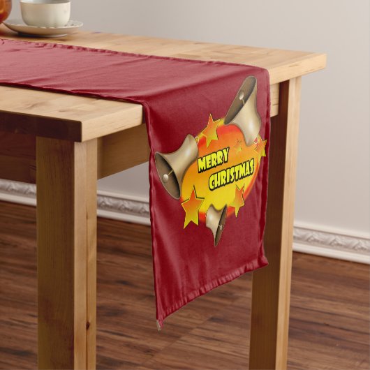 Decoratieve kerstfeestelijke badge ovaltekst korte tafelloper (Voorbeeld)