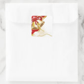 Decoratieve kerstgoudcellen vierkante sticker (Tas)