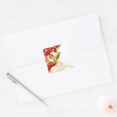 Decoratieve kerstgoudcellen vierkante sticker (Envelop)