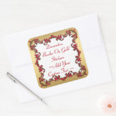 Decoratieve kerstkleuren rand op gouden Sticker (Envelop)