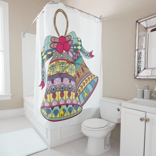 Decoratieve kerstklokken element douchegordijn (In situ)