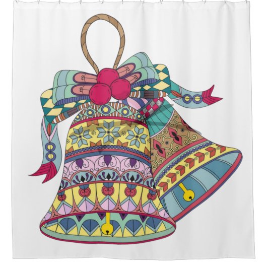 Decoratieve kerstklokken element douchegordijn (Voorkant)