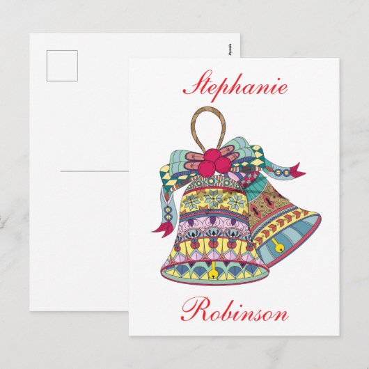 Decoratieve kerstklokken element feestdagenkaart (Voorkant / Achterkant)