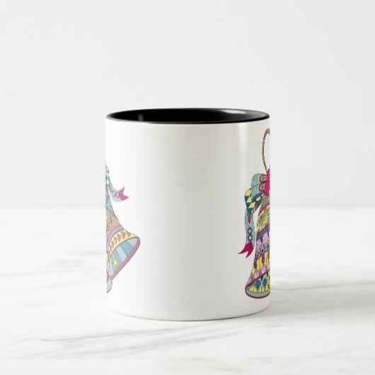 Decoratieve kerstklokken element tweekleurige koffiemok (Center)