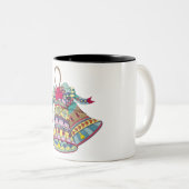 Decoratieve kerstklokken element tweekleurige koffiemok (Voorkant rechts)