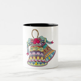 Decoratieve kerstklokken element tweekleurige koffiemok