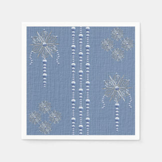 Decoratieve kerstkralen & sneeuwvlokken servet