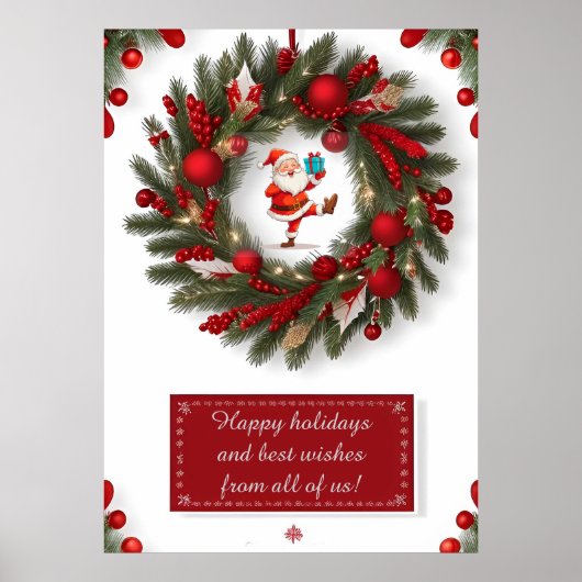 Decoratieve kerstkrans met rode Ornamenten Poster (Voorkant)