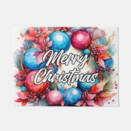 Decoratieve Kerstkrans PRETTIGE FEESTDAGEN | Deurmat (Voorkant)