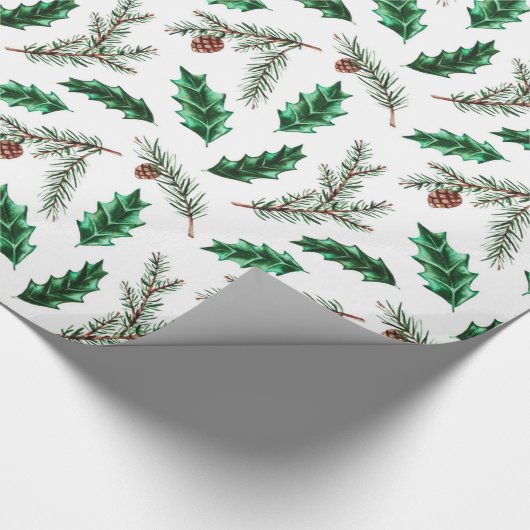 Decoratieve Kerstmis dennennaald Cadeaupapier (Hoek)