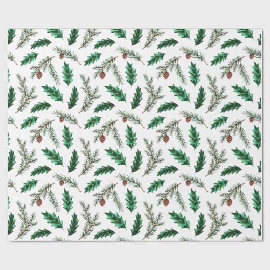 Decoratieve Kerstmis dennennaald Cadeaupapier (Vlak)