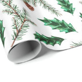 Decoratieve Kerstmis dennennaald Cadeaupapier (Rol Hoek)