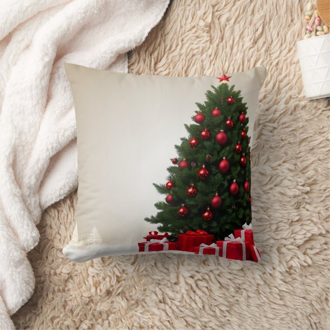 Decoratieve Kerstmis Goud Glitter Boom Rood Kussen (Deken)
