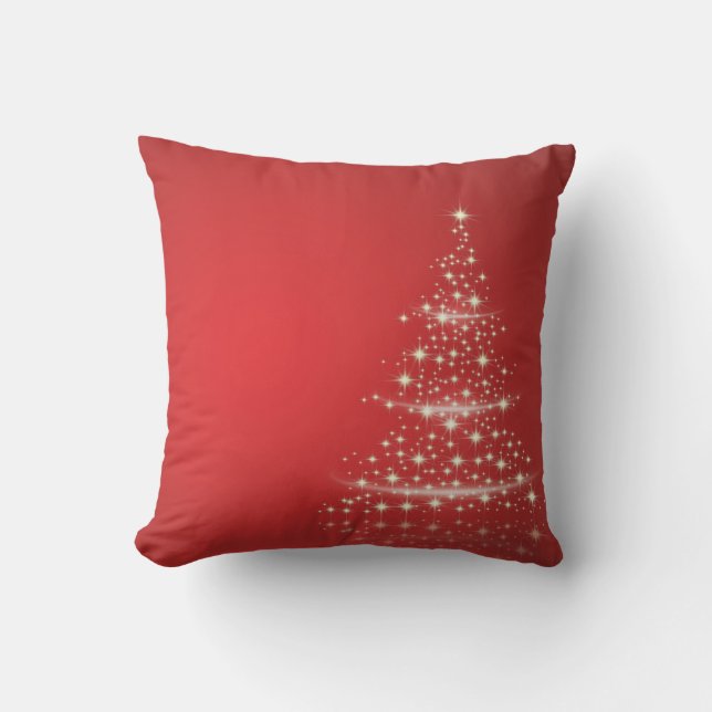 Decoratieve Kerstmis Goud Glitter Boom Rood Kussen (Voorkant)