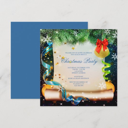 Decoratieve Kerstmis Scroll Kerstmis Kaart (Voorkant / Achterkant)