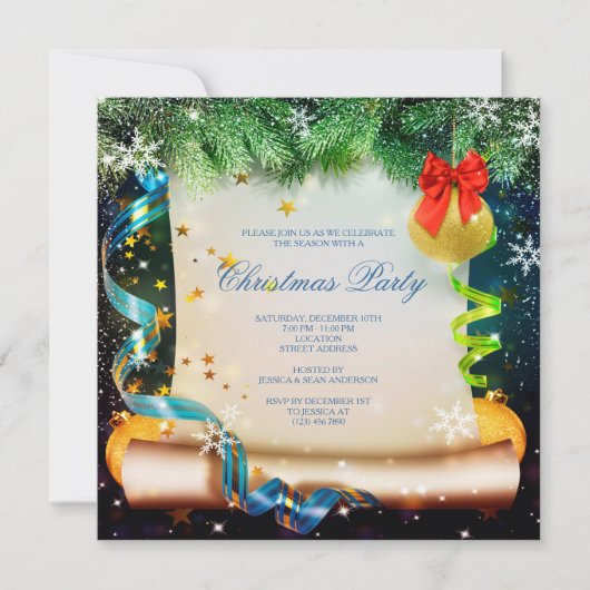 Decoratieve Kerstmis Scroll Kerstmis Kaart (Voorkant)