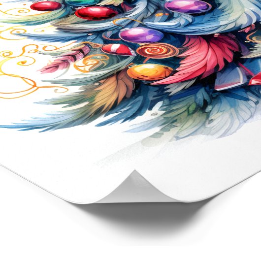 Decoratieve kerstschets boom poster (Hoek)