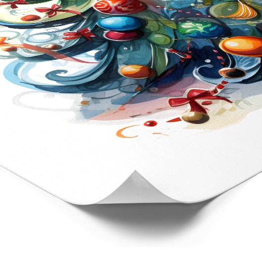 Decoratieve kerstschets boom poster (Hoek)