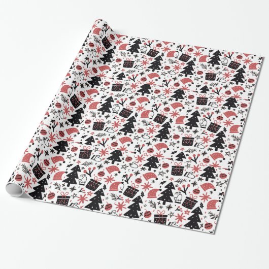 Decoratieve kerstsneeuw met glitter cadeaupapier (Uitgerold)
