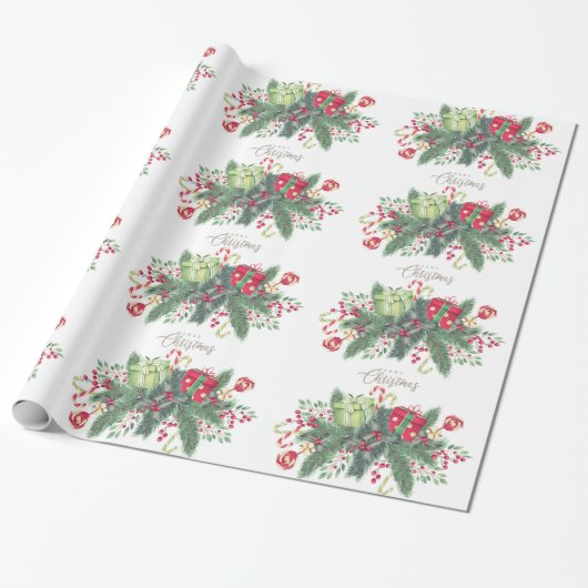 Decoratieve kerstsneeuw met glitter cadeaupapier (Uitgerold)