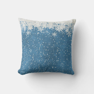 Decoratieve Kerstsneeuwvlok achtergrond Blauw Thr Kussen
