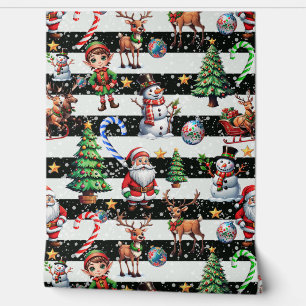 Decoratieve kerststrepen muur behang